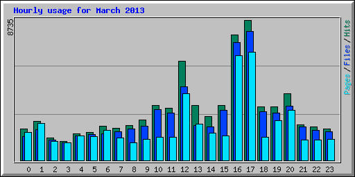 Hourly usage for March 2013